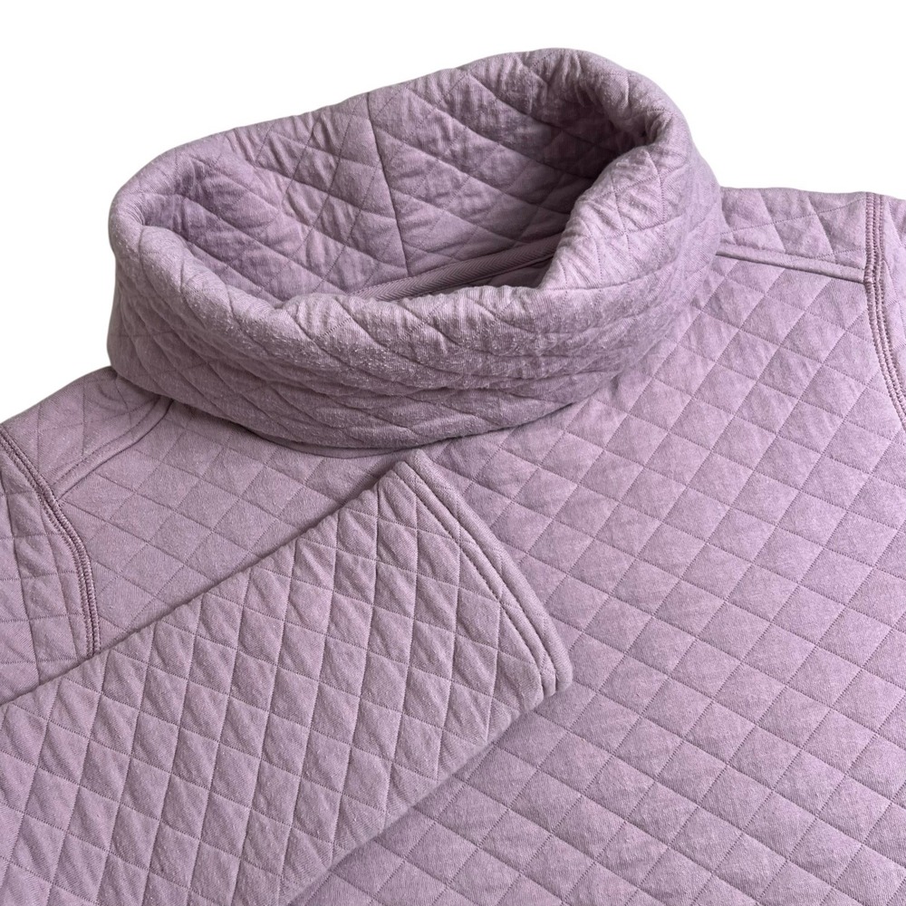 Duluth Trading Co Womens Small Purple Quilted Cowl Neck Long Sleeve Sweatshirt